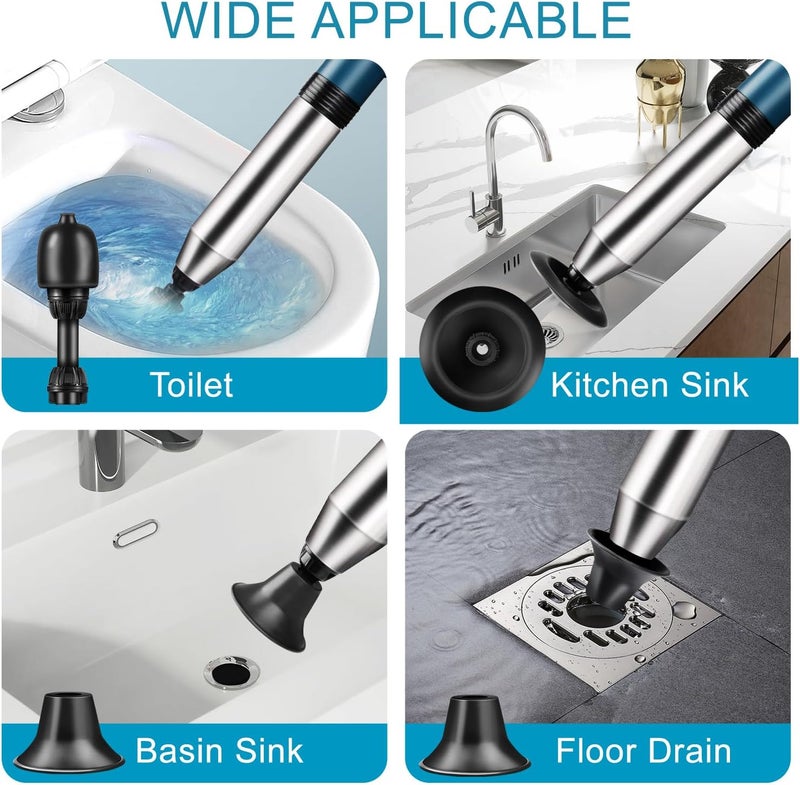 Omont Electric Toilet Plunger Clog Remover: High Pressure Air Drain Blaster Clog Remover for Bathroom Bathtub Floor Drain Clogged - Image 2
